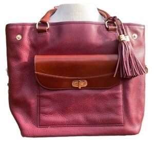 Isaac Mizrahi Pebble Leather Satchel Handbag bordeaux